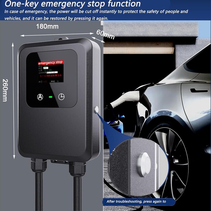 Estación de carga para vehículos eléctricos 32A/7.0KW/10M Negro - Cargador EV Tipo 2