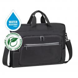 RIVACASE 7531 Bolsa para portátil 15,6"-16" Alpendorf ECO, negra, material impermeable, eco rPet, bolsillos para smartphone, doc