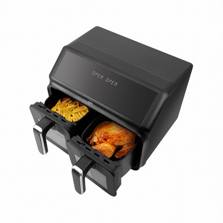Fritadeira dupla sem gordura, 2200 W, capacidade de 8 l, visor LED