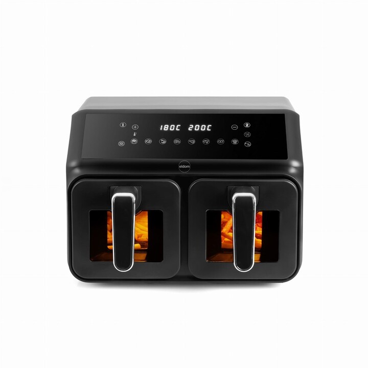 Fritadeira dupla sem gordura, 2200 W, capacidade de 8 l, visor LED