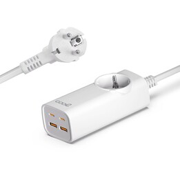 COOLES 65-W-MULTIPORT-UNIVERSAL-LADEGERÄT (5-PORT-STECKDOSENLEISTE) WEISS