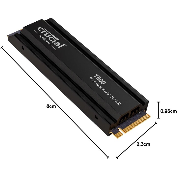 SSD|CRUCIAL|T500|4TB|M.2|PCIe Gen4|NVMe|3D NAND|Velocidad de escritura 6900 MBytes/seg|Velocidad de lectura 7000 MBytes/seg|TBW 