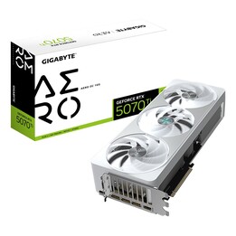Placa de vídeo GIGABYTE GeForce RTX 5070 Ti AERO OC 16G - 16GB GDDR7, 256 bits, PCI-E 5.0, clock de núcleo de 2588 MHz, 3 x DP