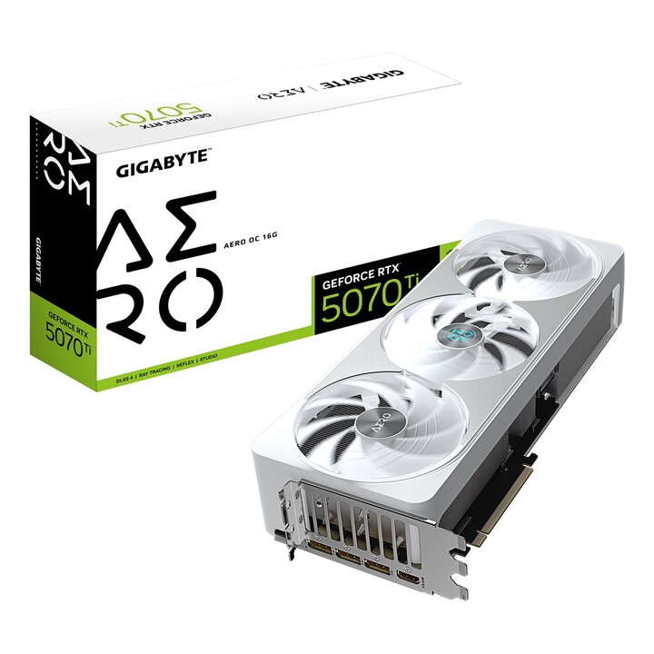 GIGABYTE GeForce RTX 5070 Ti AERO OC 16G Graphics Card - 16GB GDDR7, 256 bit, PCI-E 5.0, 2588 MHz Core Clock, 3 x DP 2.1a, 1