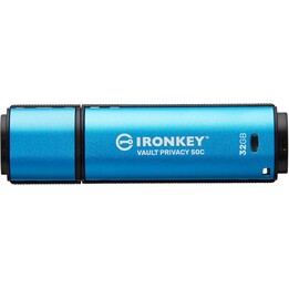 Kingston IronKey 32GB Vault Privacy 50C Chiavetta USB con crittografia AES-256 USB-C FIPS 197 IPX8 Blu