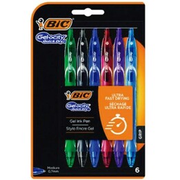 Bic Gelocity Gel-Tintenstifte mit Druckfunktion, schnelltrocknend, 964769, 6 Stück, sortiert