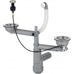 Sifón DEANTE Space-Saver Lux (ZXY_9918) para fregaderos de granito de 1,5 y 2 cubetas Gris, Blanco