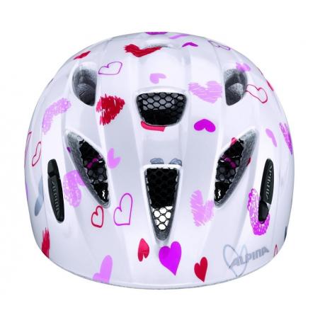 Casco de bicicleta Alpina Ximo, blanco con corazones, 49-54