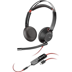 Poly Blackwire 5220 Casque stéréo filaire avec connexion USB-C 3,5 mm et microphone 