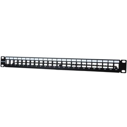 Phasak PA 3424 Patch Panel/ 24 portas/ Cat.6/ Altura 1U/ Gerenciamento de cabos/ Conectores RJ45 UTP não incluídos
