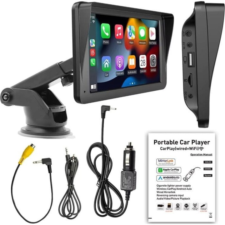 Pantalla táctil universal SWM B5300L 7 pulgadas Carplay/Android Auto Wireless Negro - Reproductor multimedia para coche