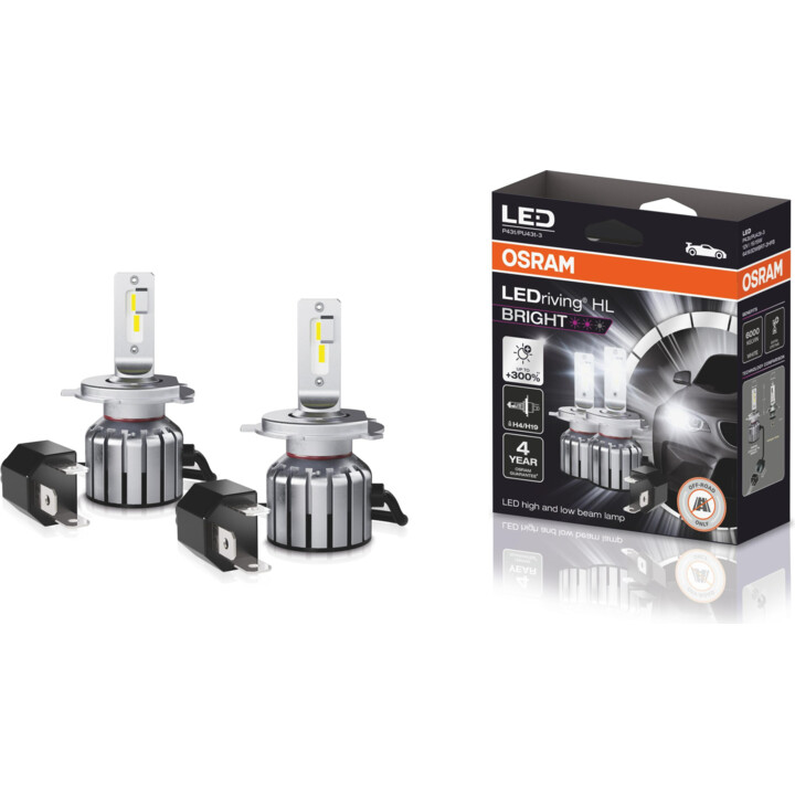 LED-Lampe (Set 2 Stück) H19/H4 12V 15W P43T/PU43t-3 ohne Straßenzulassung LEDriving HL BRIGHT, kaltweiß