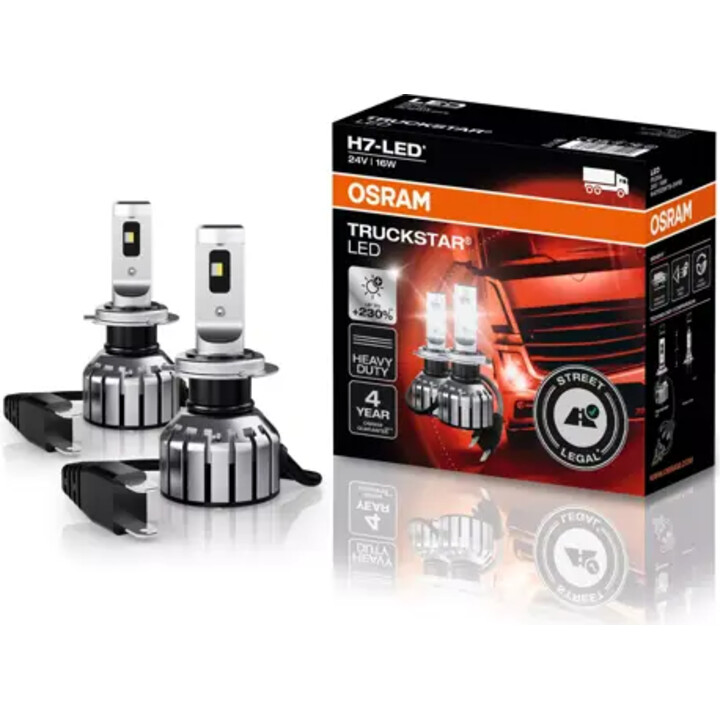 Lâmpada LED (Conjunto de 2) H7 24V PX26D LED legalizável para carros selecionados TRUCKSTAR LED, branco 6000K