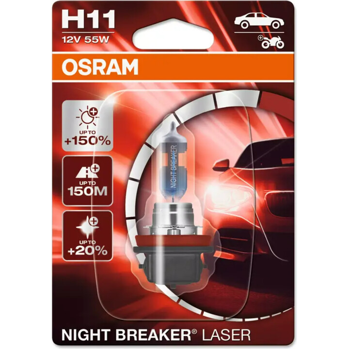 Lâmpada (Conjunto de 2) H11 12V 55W PGJ 19-2 até 150 m de feixe, até 150% mais brilho, até 20% mais luz branca Night Breaker Las