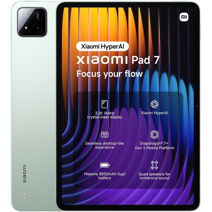 Xiaomi Pad 7, 8+128 GB, wifi, display da 11,2 pollici, batteria da 8850 mAh, ricarica da 45 W, hyper ai, verde