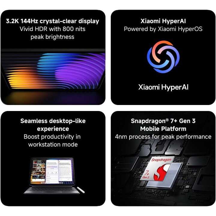 Xiaomi Pad 7, 8+256 GB, WiFi, display da 11,2 pollici, batteria da 8850 mAh, ricarica da 45 W, hyper AI, verde