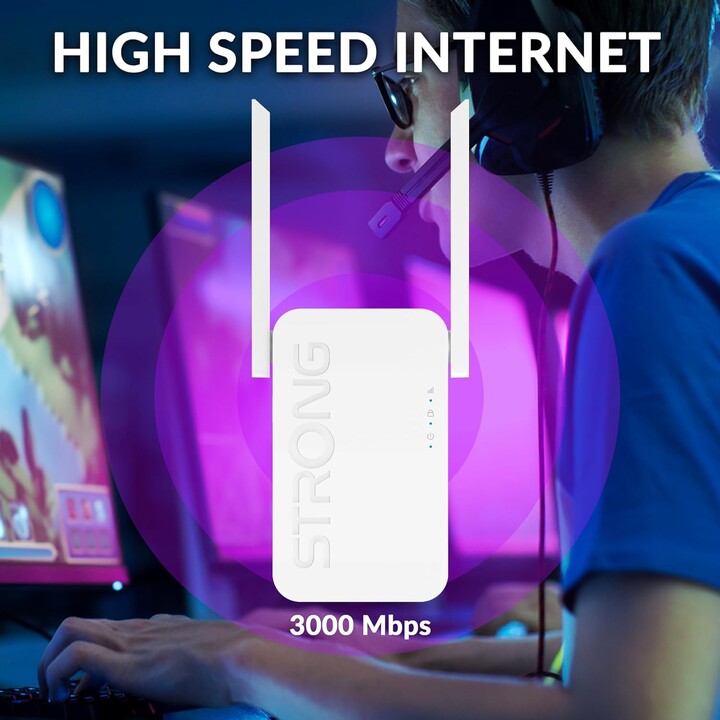 Strong Wi-Fi 6 Repeater AX3000, 2-in-1-Wi-Fi-Verstärker und Zugangspunkt, Hochgeschwindigkeits-Internet bis zu 3000 Mbit / s