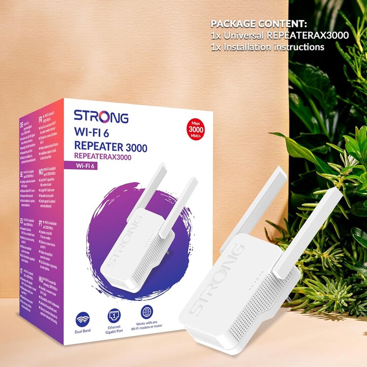 Strong Wi-Fi 6 Repeater AX3000, 2-in-1-Wi-Fi-Verstärker und Zugangspunkt, Hochgeschwindigkeits-Internet bis zu 3000 Mbit / s