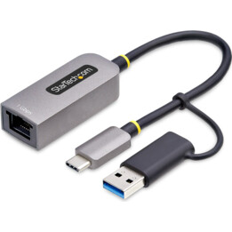 StarTech.com Adattatore da USB-C a Ethernet con dongle USB-A, 10/100/1000Mbps, adattatore di rete da USB 3.0 a Gigabit Ethernet,