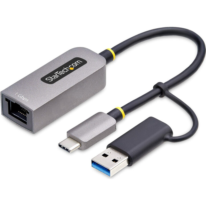 StarTech.com USB-C to Ethernet Adapter with USB-A Dongle, 10/100/1000Mbps, USB 3.0 to Gigabit Ethernet Network Adapter, 6in/15cm