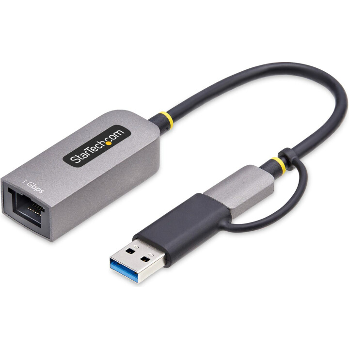 StarTech.com USB-C to Ethernet Adapter with USB-A Dongle, 10/100/1000Mbps, USB 3.0 to Gigabit Ethernet Network Adapter, 6in/15cm