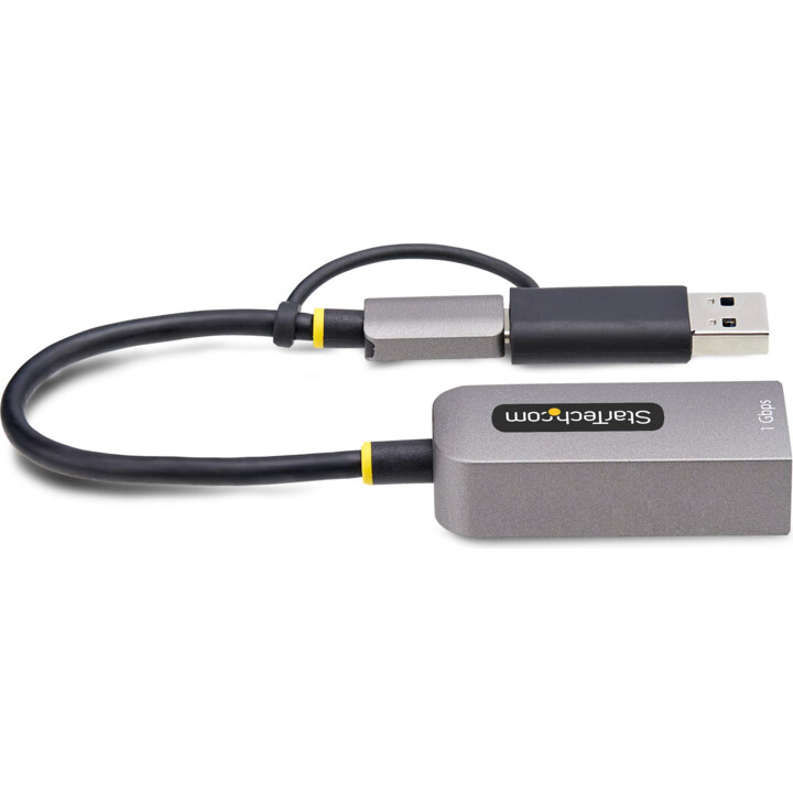 StarTech.com USB-C to Ethernet Adapter with USB-A Dongle, 10/100/1000Mbps, USB 3.0 to Gigabit Ethernet Network Adapter, 6in/15cm
