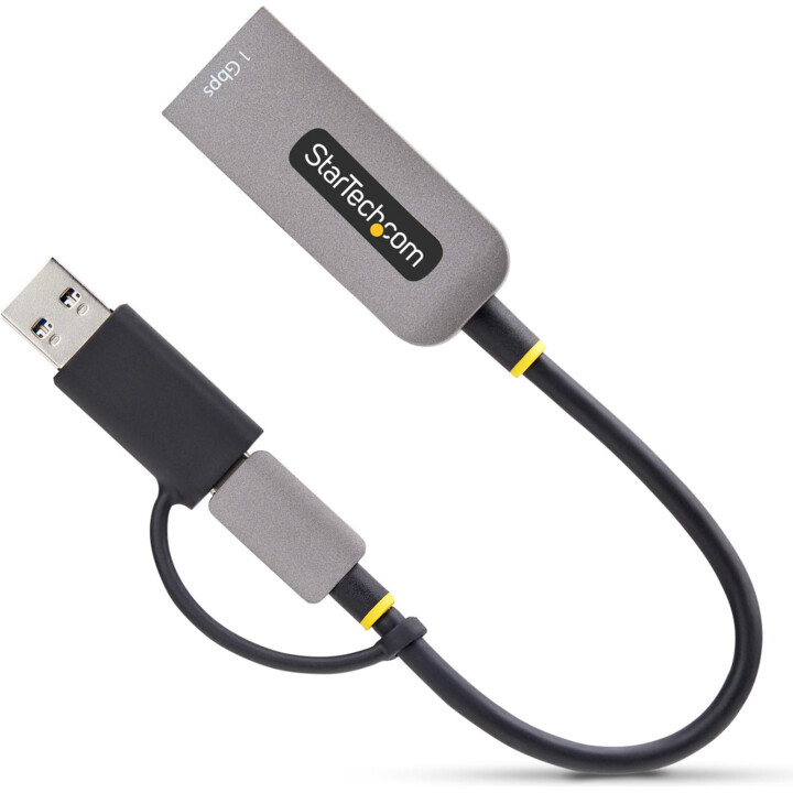 StarTech.com USB-C to Ethernet Adapter with USB-A Dongle, 10/100/1000Mbps, USB 3.0 to Gigabit Ethernet Network Adapter, 6in/15cm