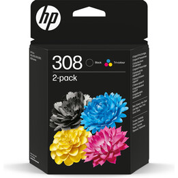 HP 308 2-Pack Black/Tri-color Original Ink Cartridge Combo