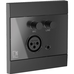 Módulo de pared Audac WP210/B, micrófono XLR y Jack de 3.5 mm, negro