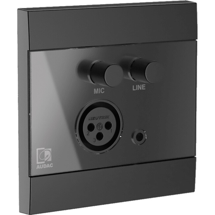 Modulo a parete AUDAC WP210/B, microfono XLR e jack da 3,5 mm, nero