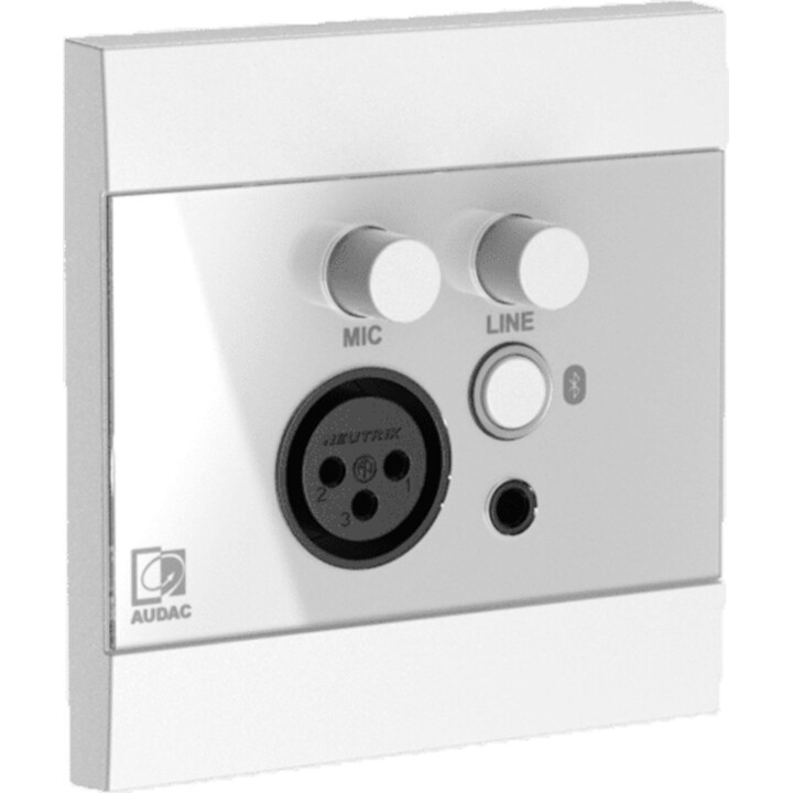 Panel de pared AUDAC WP225/W, MIC XLR + 3,5 mm Jack + BT, blanco