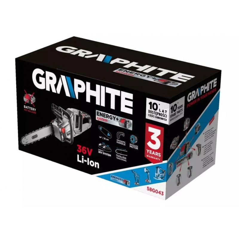 Graphite Energy+ 36V, motosierra sin escobillas de Li-Ion, barra de 14