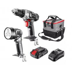 Graphite kit de herramientas inalámbricas taladro/atornillador, linterna, bolsa, batería Energy+ 18V y cargador