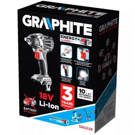 Llave de impacto sin escobillas Graphite Energy+ 18V. Li-Ion. sin batería
