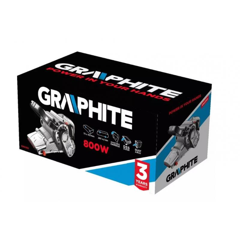 Lijadora de banda 800W Graphite, banda sin fin 75x457mm