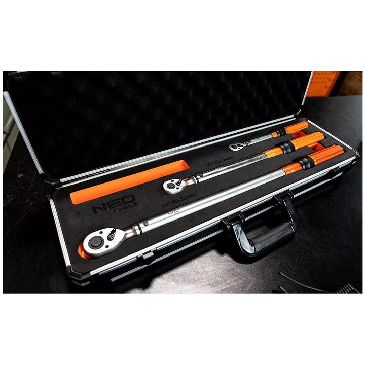 Neo Tools set de clés dynamométriques bidirectionnelles 1/4", 3/8", 1/2", 3 pièces