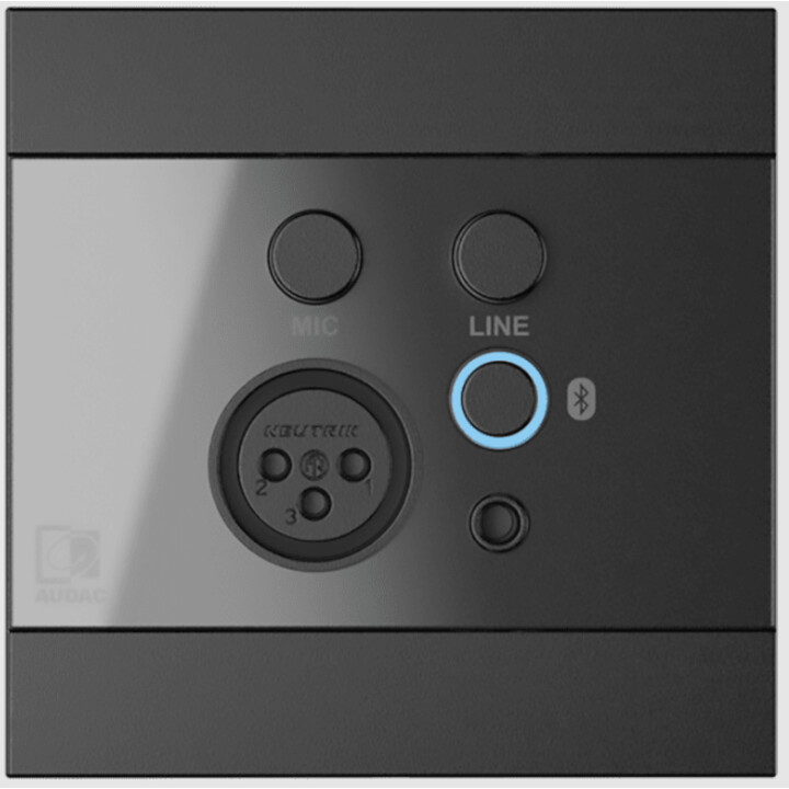 Panneau mural AUDAC WP225/B, micro XLR + jack 3,5 mm, Bluetooth, noir