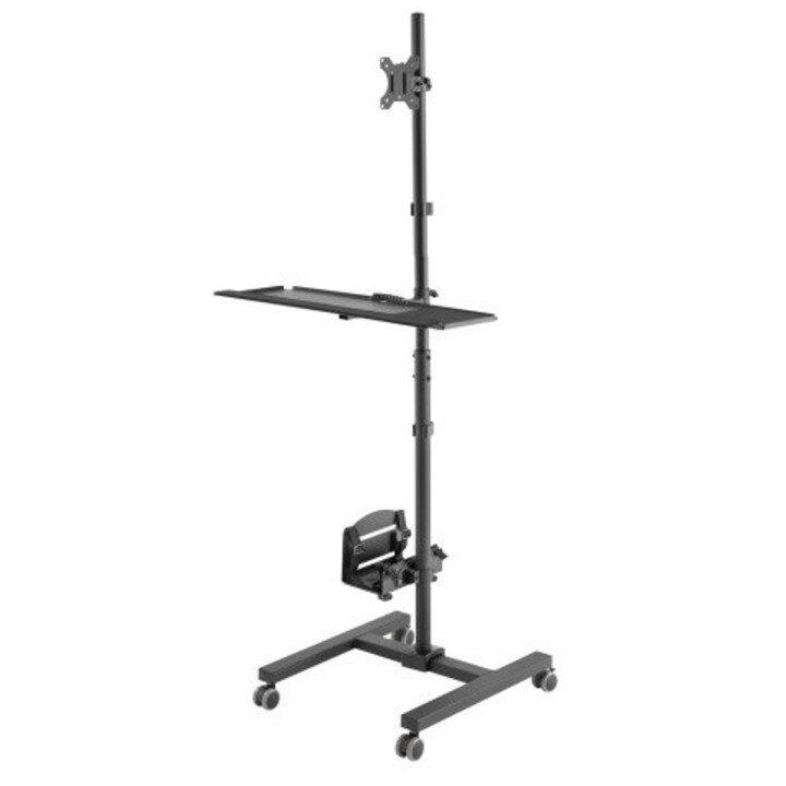 Maclean MC-793 mueble y soporte para dispositivo multimedia Negro Universal Mesita con ruedas para multimedia