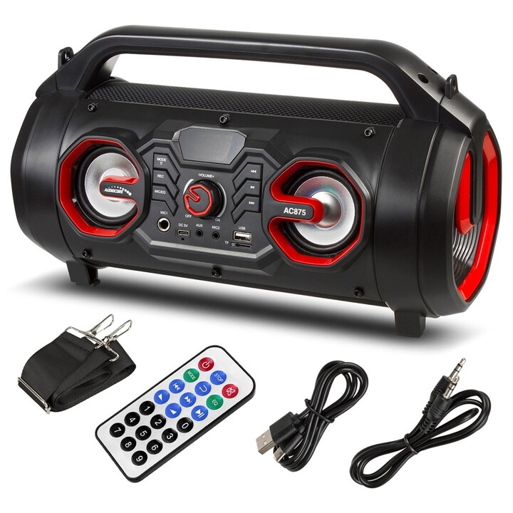 Haut-parleur portable Audiocore bazooka, bluetooth 5.0, radio FM, micro carte, SDIPX4, 2000mAh, AC875