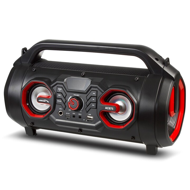 Audiocore AC875 Bazooka Caixa de som portátil Bluetooth Boombox 30W (20W + 5Wx2) IPX4 à prova de respingos / Rádio / microSD / Á