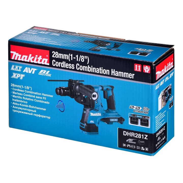 MAKITA DHR281Z rotary hammers SDS-Plus 2,9J 36V XPT AVT Negro, Azul