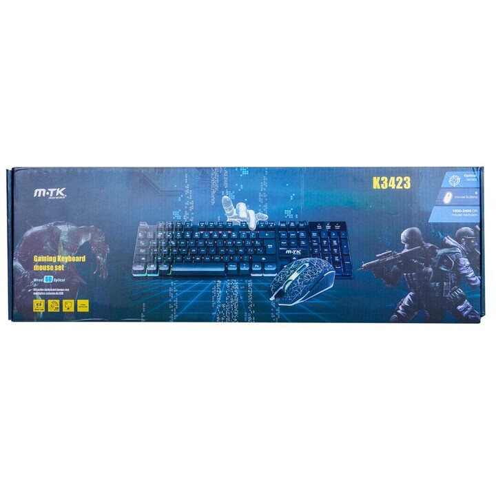 Wireless Gaming Keyboard + Mouse Combo Backlit / Mechanical Effect / K3423 / MTK