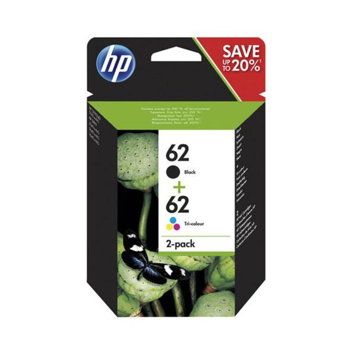 Pacote de tinta original HP n62 preto + colorido