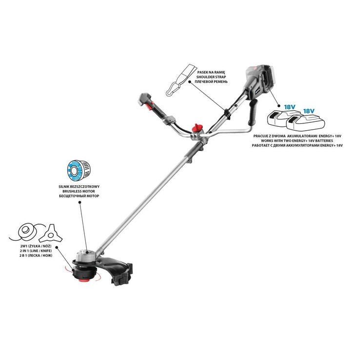 Graphite 58G035, 18V Cordless Lawn Mower, Professional Grass Cutting System, Grey