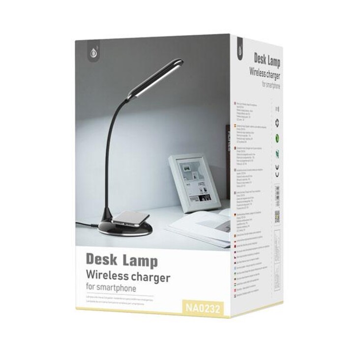 Lampada da tavolo a LED 5W Ledia NA0232 + caricabatterie rapido wireless Qi 5W / Nero / MTK / 2002322