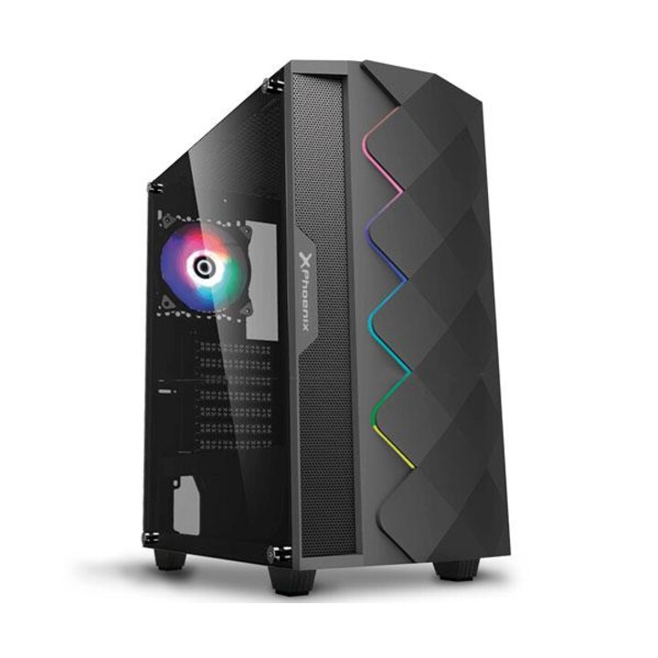 Phoenix Black Diamond ATX Gaming Case Vetro Temperato Argb LED Strip Filtri Antipolvere