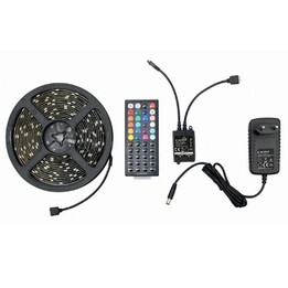 Tira de Luces LED / 5 metros / RGB / Control remoto / Resistencia al agua Ip65 / Incluye alimentador / Gembird / Led-s-rgb500-01