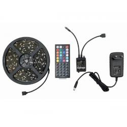 Bande lumineuse LED / 5 mètres / RVB / Télécommande / Étanchéité IP65 / Alimentation incluse / Gembird / Led-s-rgb500-01