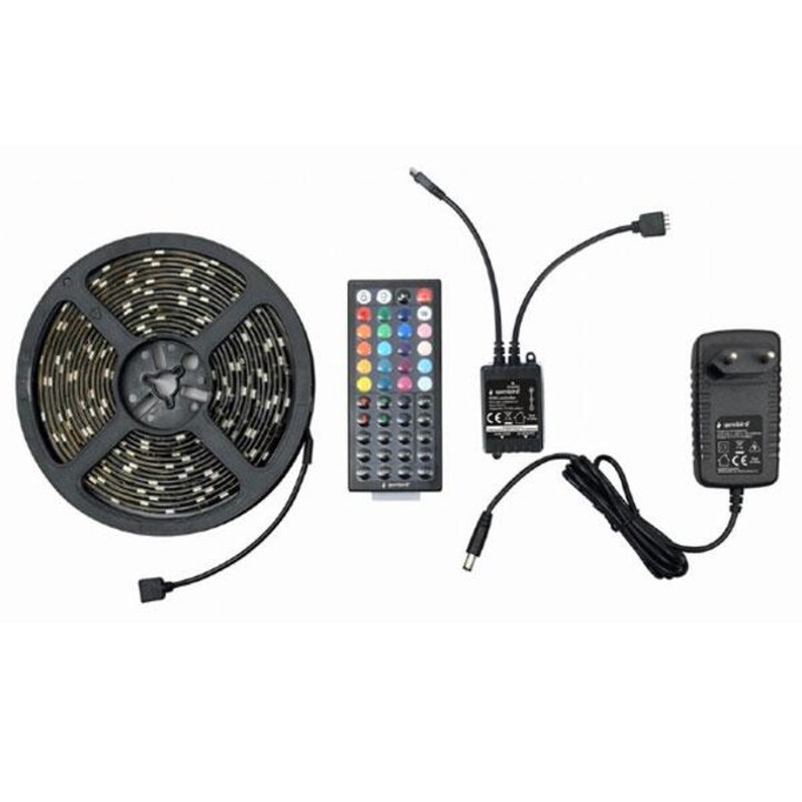 LED Strip Lights / 5 meters / RGB / Remote Control / IP65 Waterproof / Includes Power Supply / Gembird / Led-s-rgb500-01