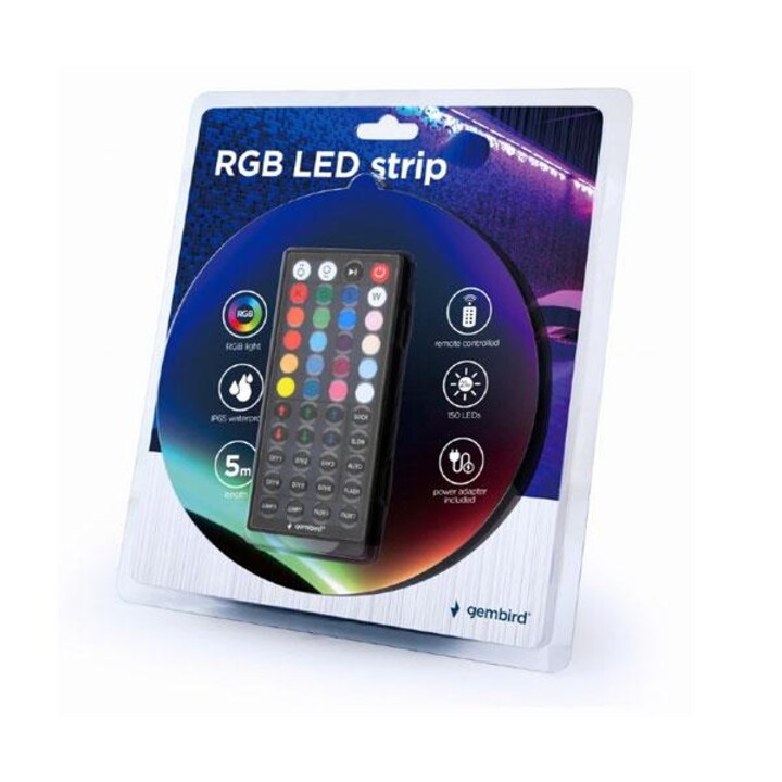 LED Strip Lights / 5 meters / RGB / Remote Control / IP65 Waterproof / Includes Power Supply / Gembird / Led-s-rgb500-01